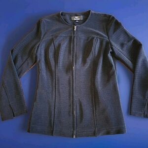 Dennis by Dennis Basso Zip Front Lined Jacket Size 4 Color Black w/ shimmer